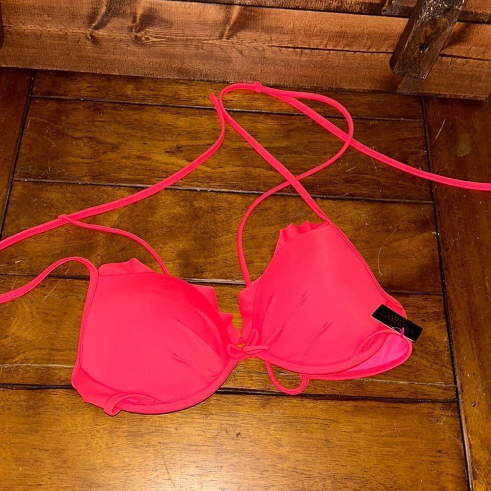 Victoria's Secret Neon Pink Underwire Bikini‎ Top 34B Swim